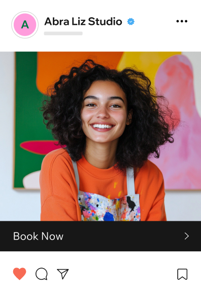 Example of a social media ad for an artist’s offerings made with Wix marketing tools.